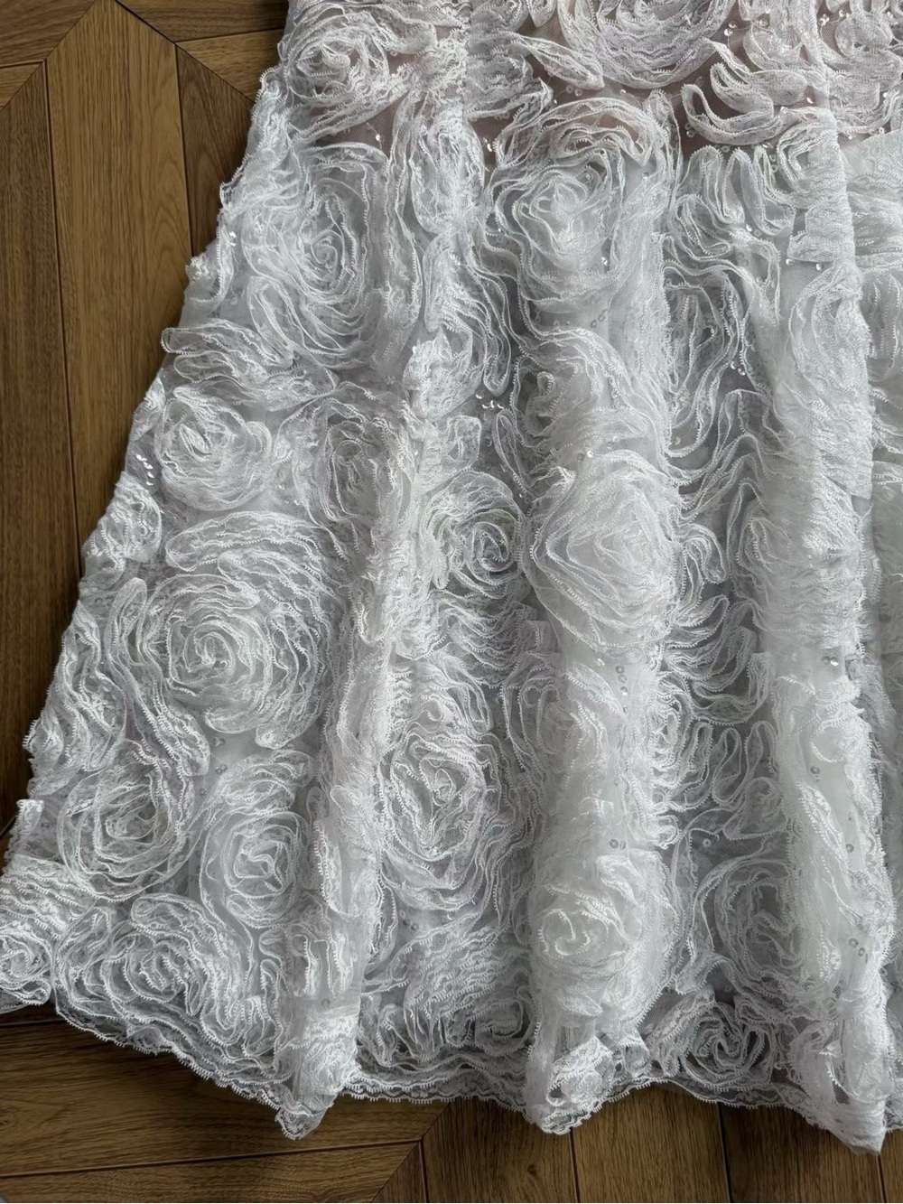 NWOT Self-Portrait White Tulle Lace Midi Dress - Picture 12 of 12